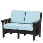 Mission outdoor loveseat with comfortable cushions for Ocean County, NJ patios and porches.