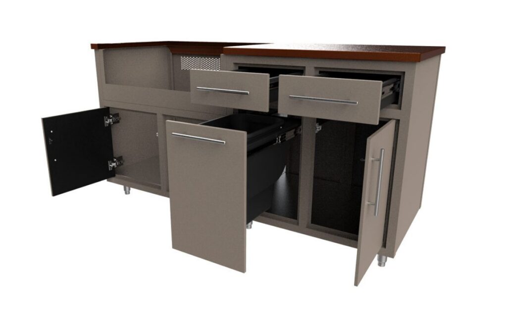 Cabinet with drawers and doors